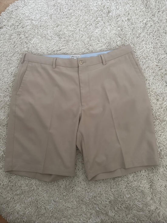 Peter Millar Other - Peter Millar Mens Size 38 Beige Flat Front Bermuda Golf Shorts Polyester Blend